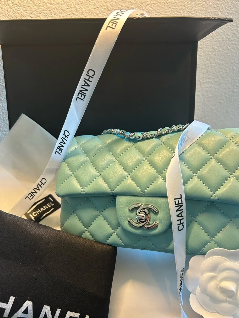 Mini Flap in Light Blue Lambskin - Picture 2 of 8